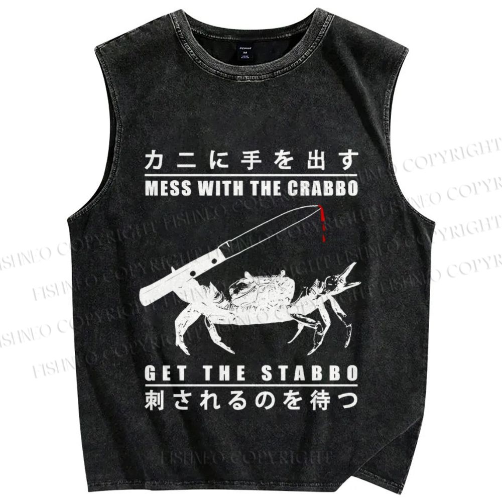 Unisex Mess With The Crab Printed Washed Tank Top