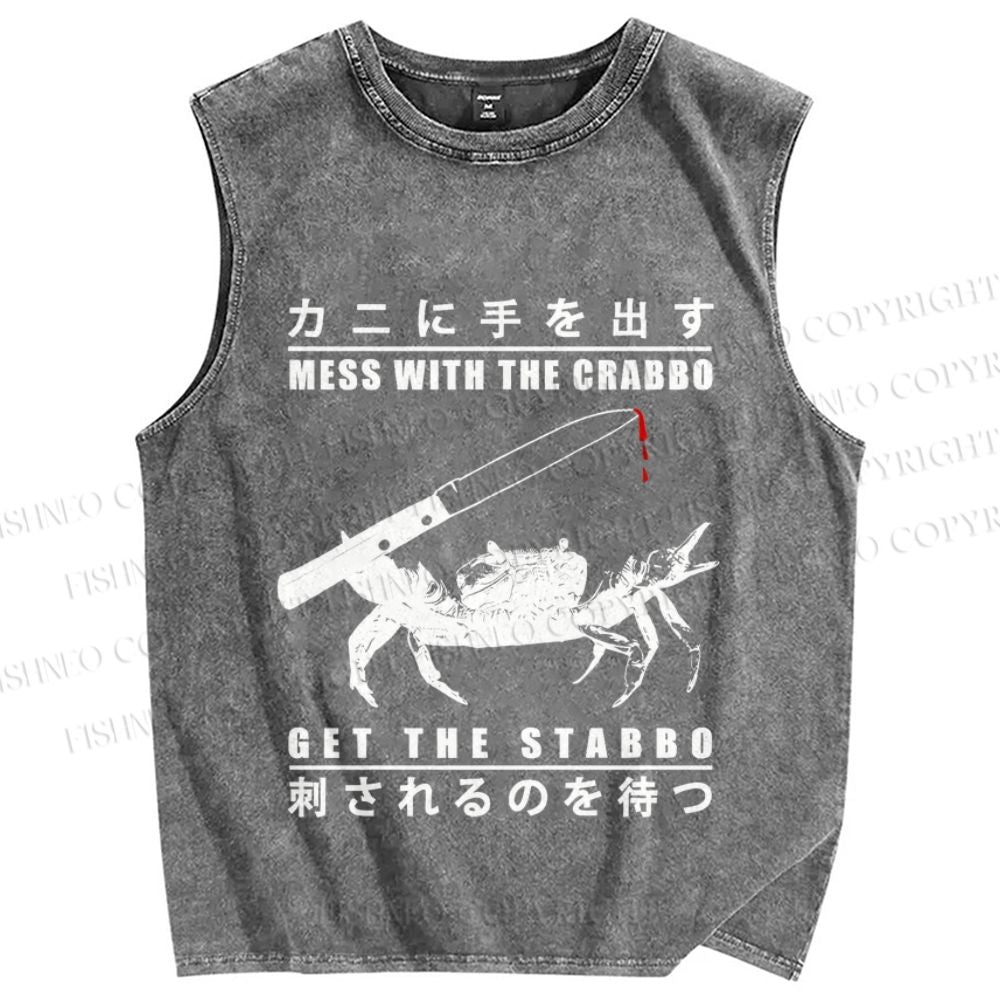 Unisex Mess With The Crab Printed Washed Tank Top