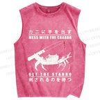 Unisex Mess With The Crab Printed Washed Tank Top