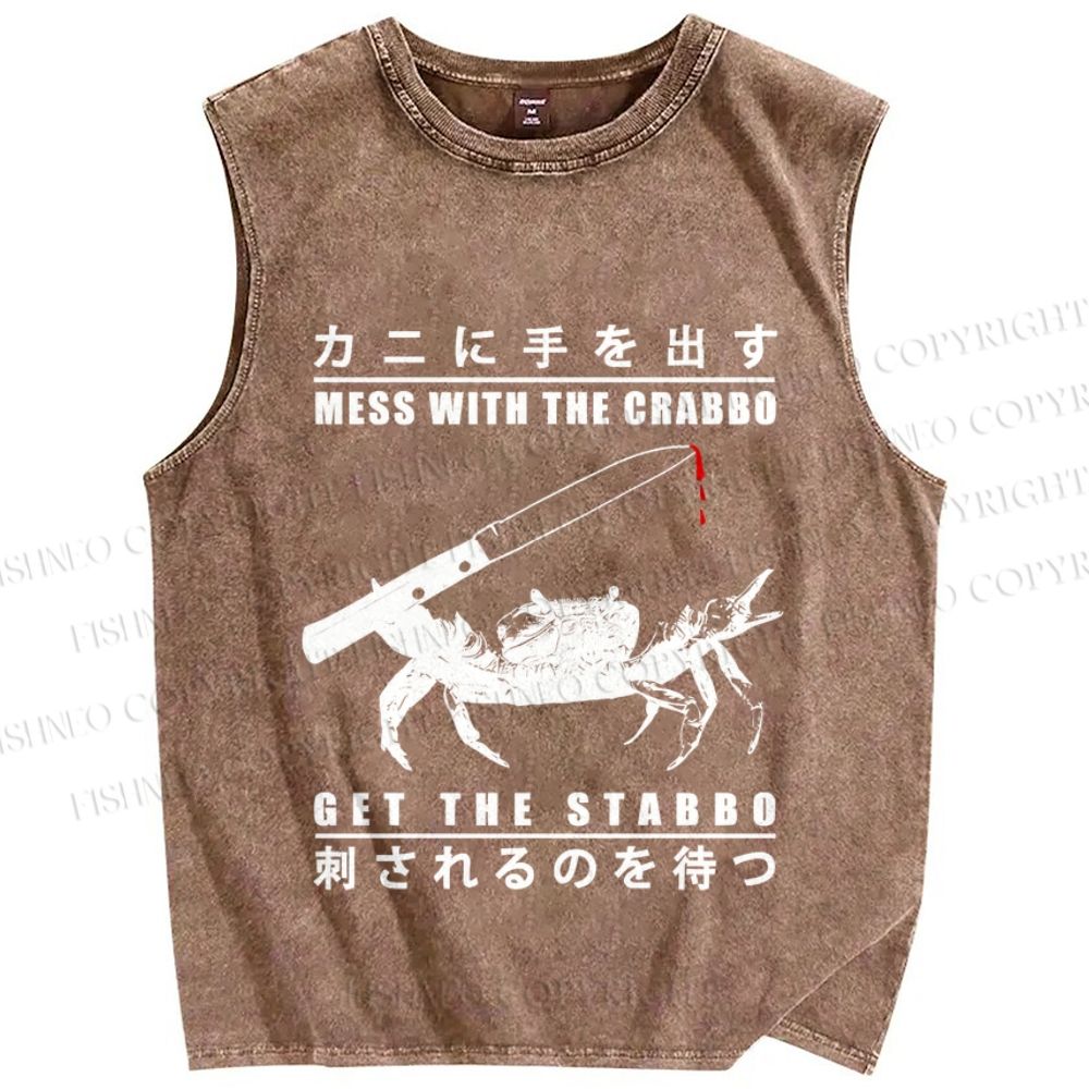 Unisex Mess With The Crab Printed Washed Tank Top