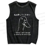Unisex Stupid Goose Funny Printed Washed Tank Top