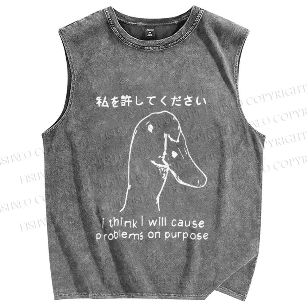 Unisex Stupid Goose Funny Printed Washed Tank Top