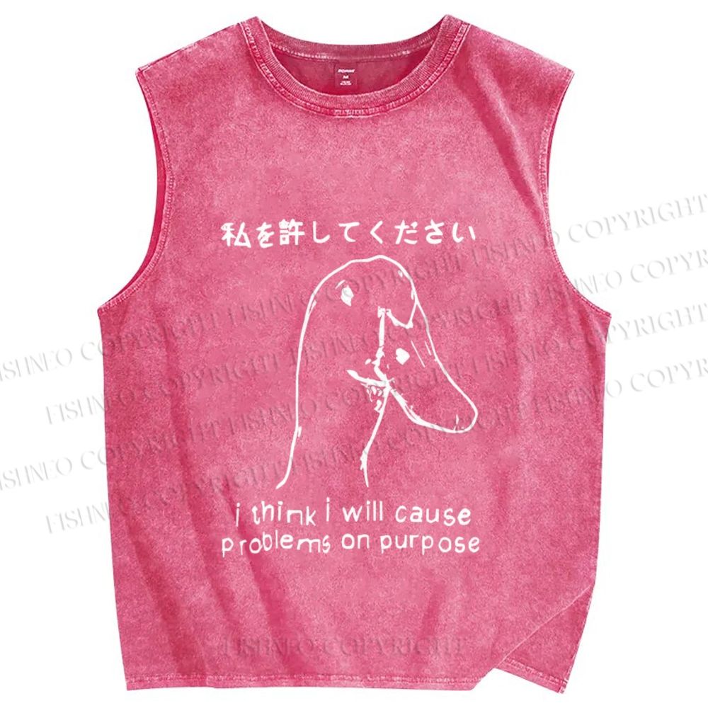 Unisex Stupid Goose Funny Printed Washed Tank Top