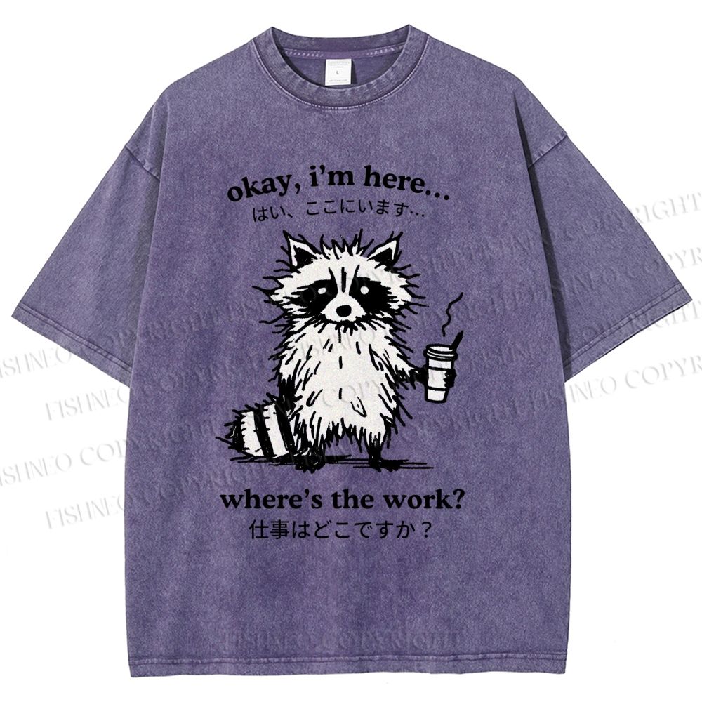 Unisex Where's The Work Printed Washed Tee