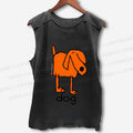 Unisex Funny Dog Printed Washed Tank Top