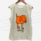 Unisex Funny Dog Printed Washed Tank Top