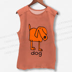 Unisex Funny Dog Printed Washed Tank Top