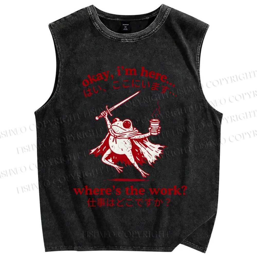 Unisex Where's The Work Printed Washed Tank Top
