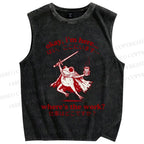 Unisex Where's The Work Printed Washed Tank Top