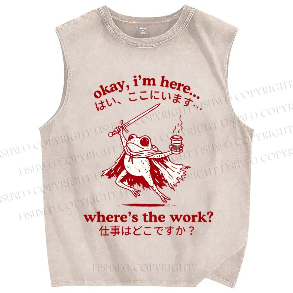 Unisex Where's The Work Printed Washed Tank Top