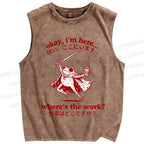 Unisex Where's The Work Printed Washed Tank Top