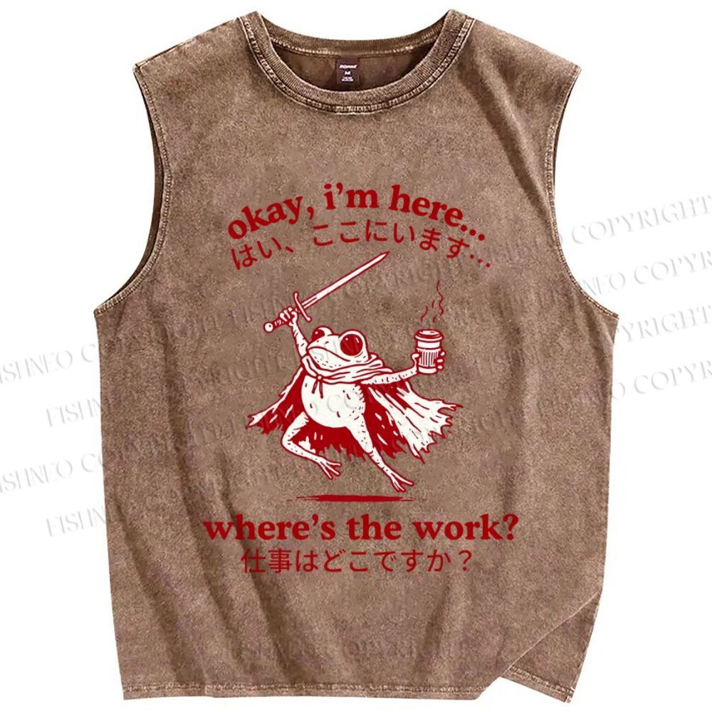 Unisex Where's The Work Printed Washed Tank Top