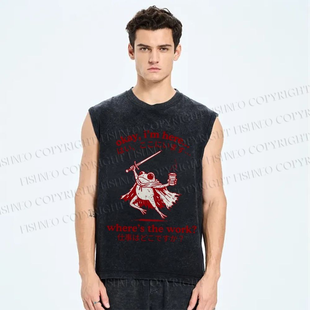 Unisex Where's The Work Printed Washed Tank Top