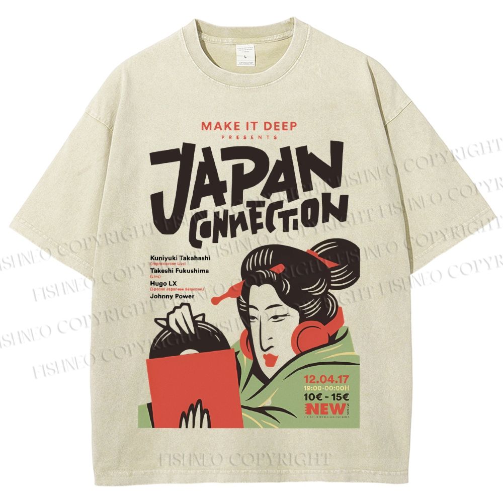 Unisex Vintage Japan Connection Printed Washed Tee