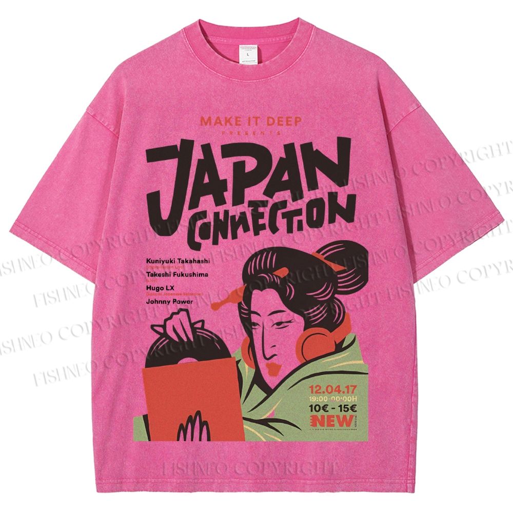 Unisex Vintage Japan Connection Printed Washed Tee