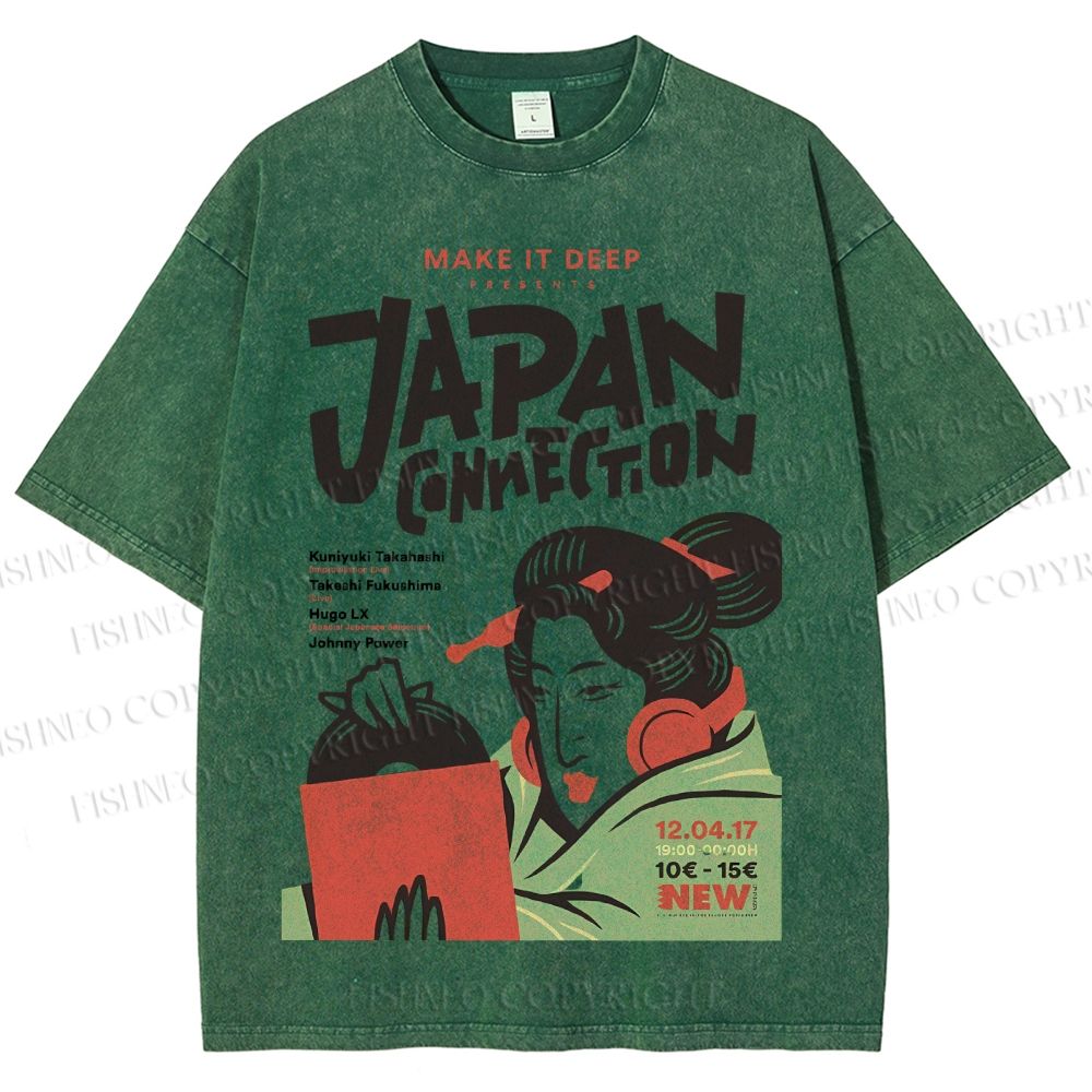 Unisex Vintage Japan Connection Printed Washed Tee