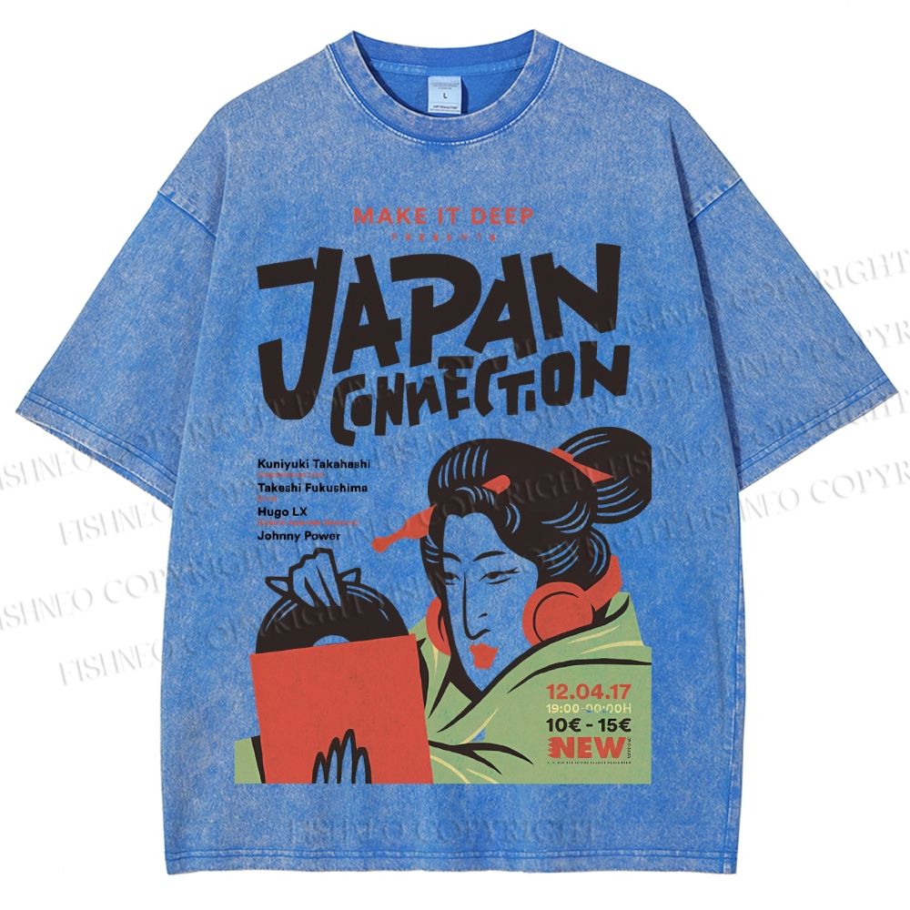 Unisex Vintage Japan Connection Printed Washed Tee