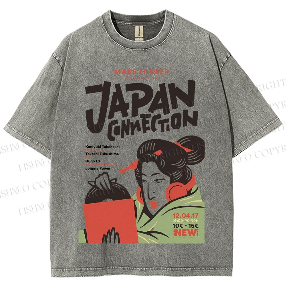 Unisex Vintage Japan Connection Printed Washed Tee