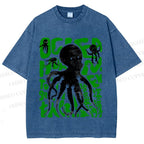 Unisex Octopus Printed Washed Tee