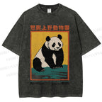 Unisex Vintage Zoo Poster Panda Printed Washed Tee