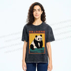 Unisex Vintage Zoo Poster Panda Printed Washed Tee