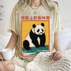 Unisex Vintage Zoo Poster Panda Printed Washed Tee