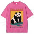 Unisex Vintage Zoo Poster Panda Printed Washed Tee