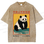 Unisex Vintage Zoo Poster Panda Printed Washed Tee
