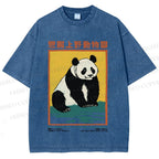 Unisex Vintage Zoo Poster Panda Printed Washed Tee