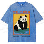 Unisex Vintage Zoo Poster Panda Printed Washed Tee