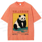 Unisex Vintage Zoo Poster Panda Printed Washed Tee