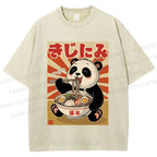 Unisex Vintage Japanese Panda Ramen Printed Washed Tee