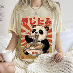 Unisex Vintage Japanese Panda Ramen Printed Washed Tee