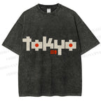 Unisex Japanese Art Tokyo Printed Washed Tee