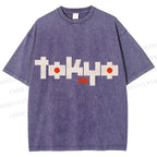 Unisex Japanese Art Tokyo Printed Washed Tee