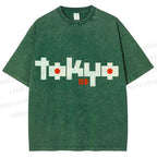 Unisex Japanese Art Tokyo Printed Washed Tee