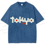 Unisex Japanese Art Tokyo Printed Washed Tee