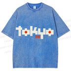 Unisex Japanese Art Tokyo Printed Washed Tee