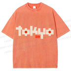 Unisex Japanese Art Tokyo Printed Washed Tee