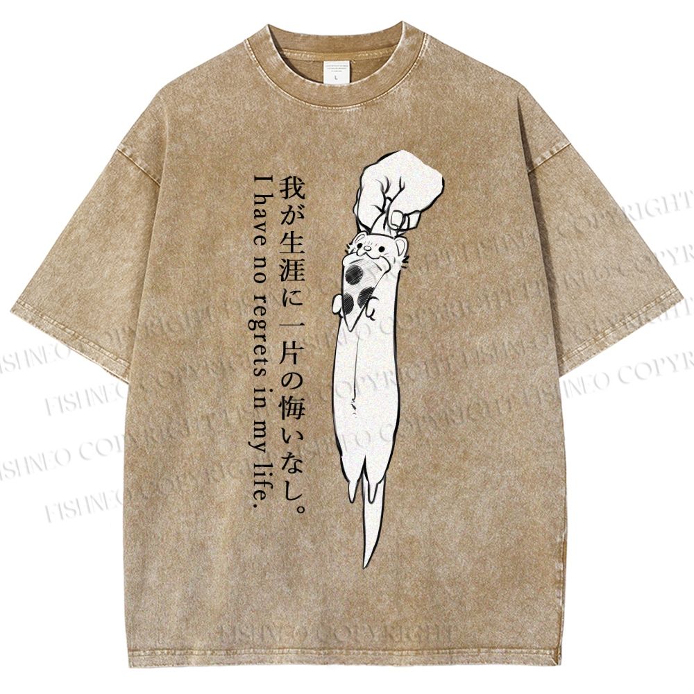 Unisex I Have No Regrets In My Life Printed Washed Tee
