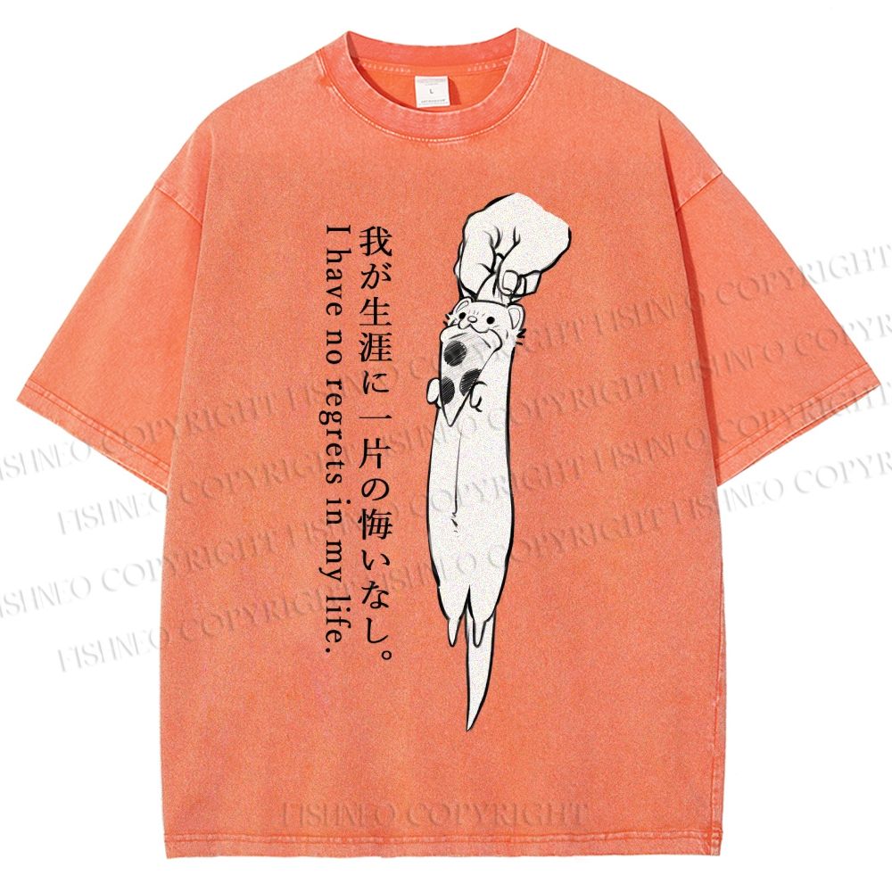 Unisex I Have No Regrets In My Life Printed Washed Tee