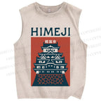 Unisex Japanese Himeji Printed Washed Tank Top