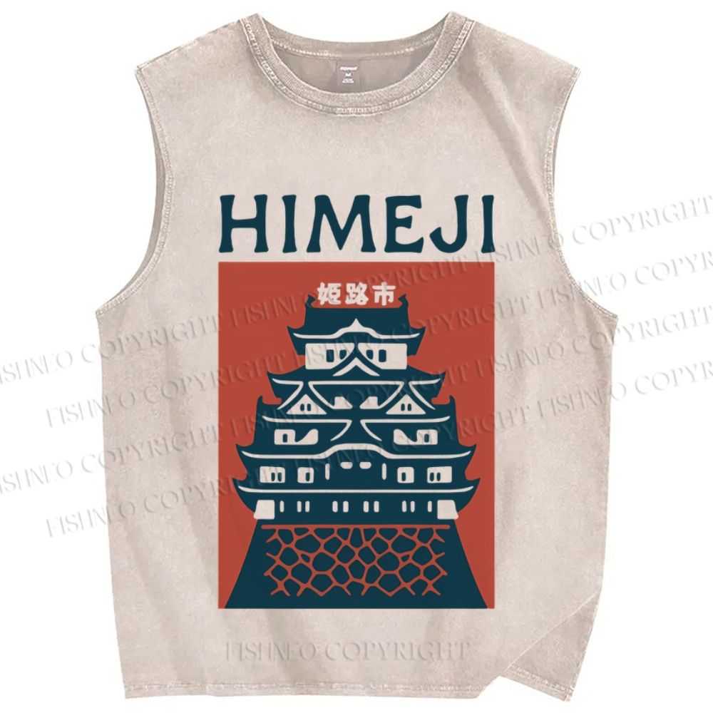 Unisex Japanese Himeji Printed Washed Tank Top