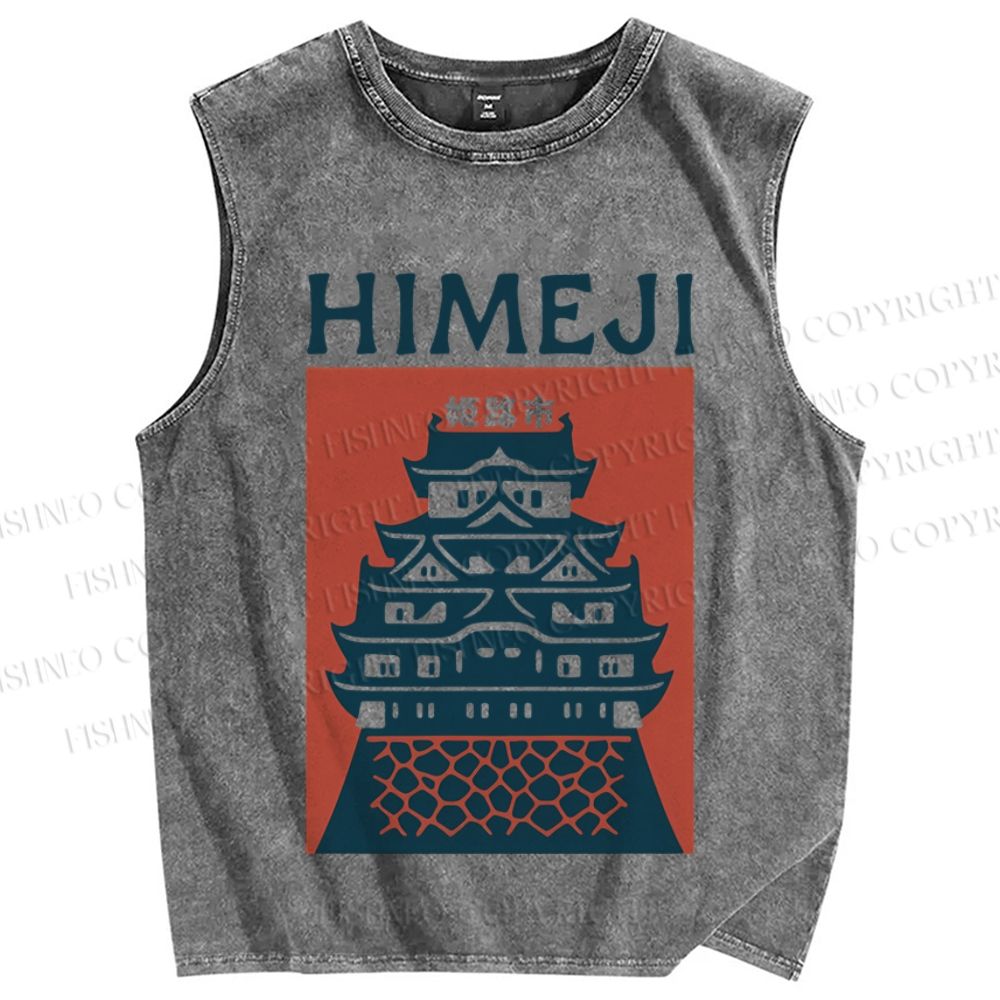 Unisex Japanese Himeji Printed Washed Tank Top