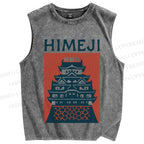 Unisex Japanese Himeji Printed Washed Tank Top