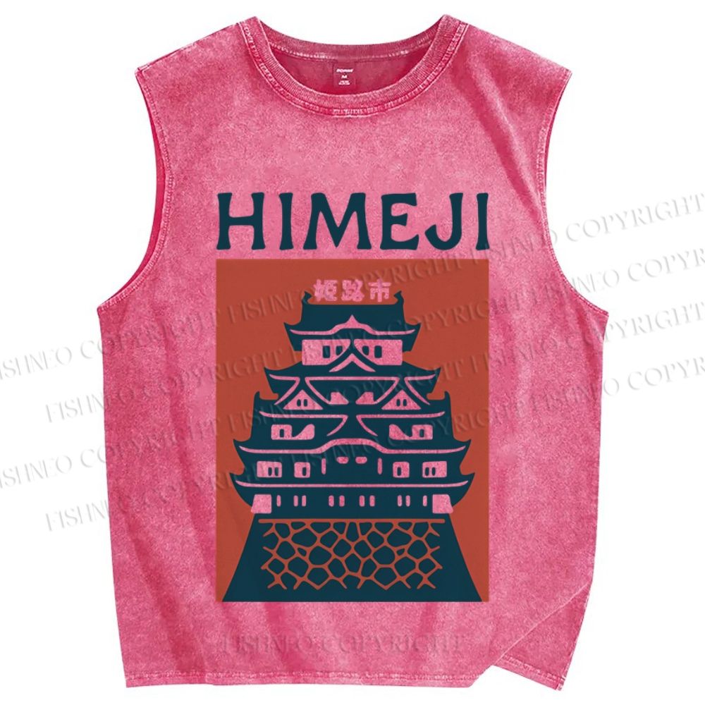 Unisex Japanese Himeji Printed Washed Tank Top