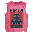 Unisex Japanese Himeji Printed Washed Tank Top