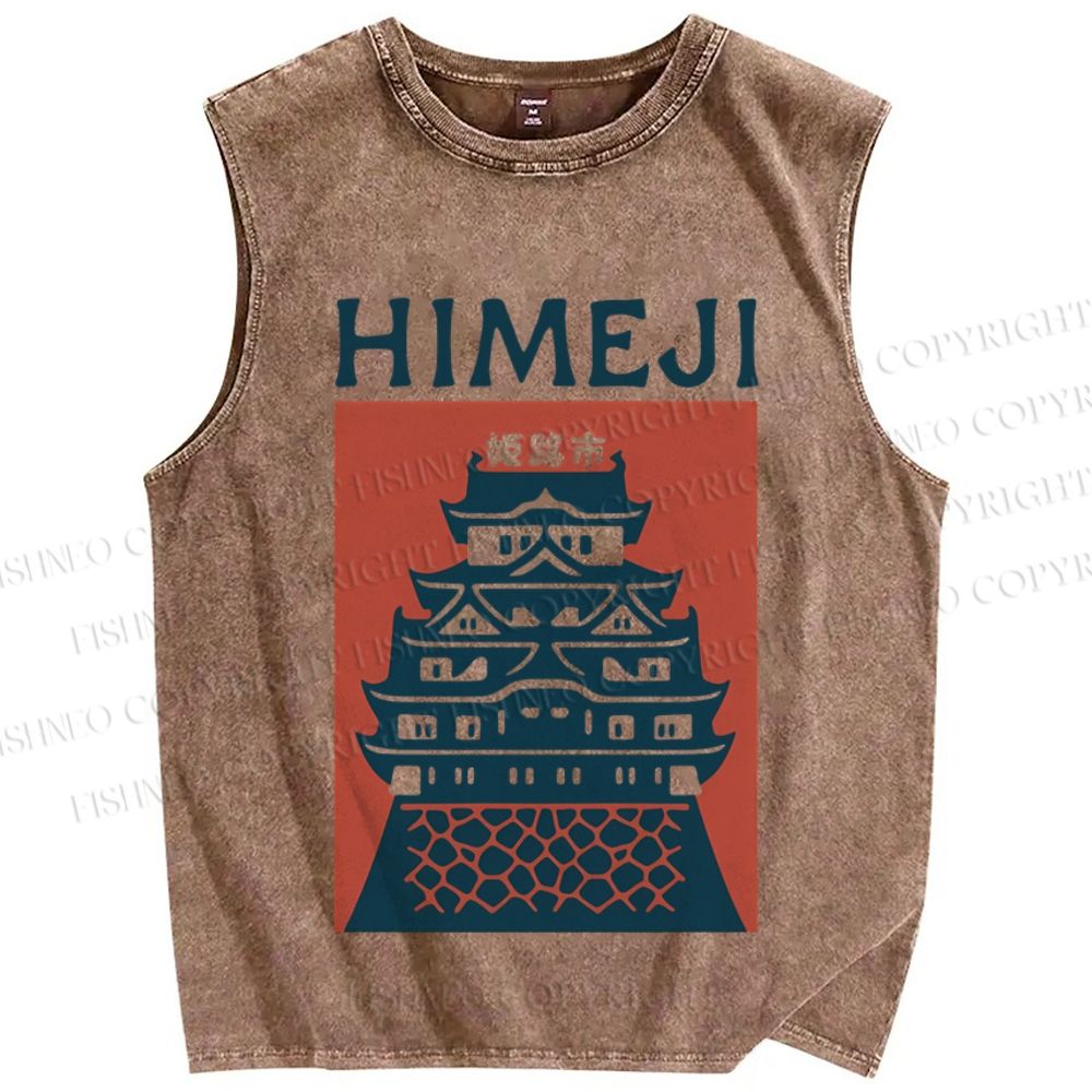 Unisex Japanese Himeji Printed Washed Tank Top