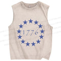 Unisex 1776 Independence Day Printed Washed Tank Top