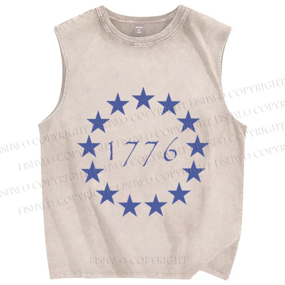 Unisex 1776 Independence Day Printed Washed Tank Top